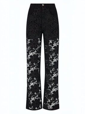 The Noli Shop Celeste High Rise Black Denim Jeans with Lace Detail Size 25
